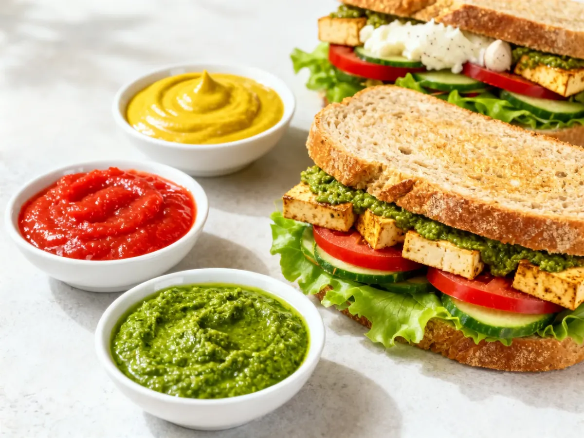 Wyraziste dodatki do kanapek: musztarda, chrzan, przecier pomidorowy i pesto
