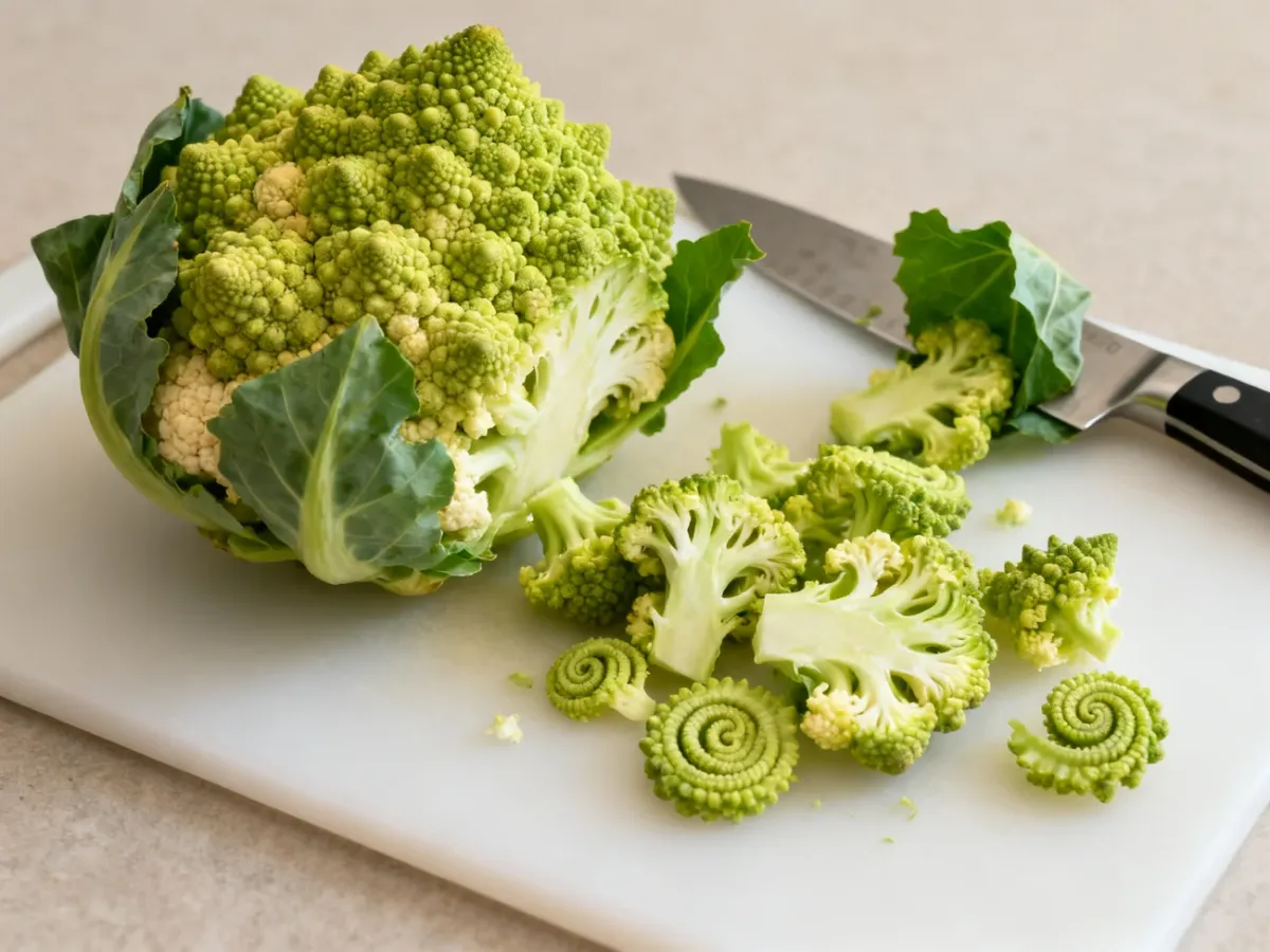 Przygotowanie świeżego kalafiora romanesco do gotowania