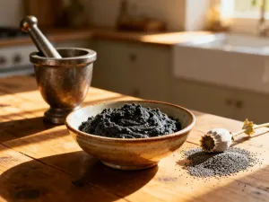 Kawałek fit tiramisu z warstwami biszkoptu i kremu, oprószony kakao, udekorowany malinami i miętą na jasnym talerzu.